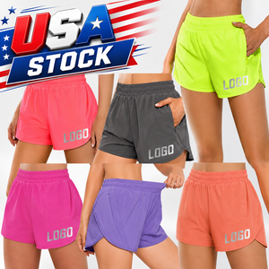 Custom Logo High Waist Athletic Running Shorts For Women Lightweight Workout Shorts Built In Liner Anti Sweat Shorts For Cycling - Product Image 1