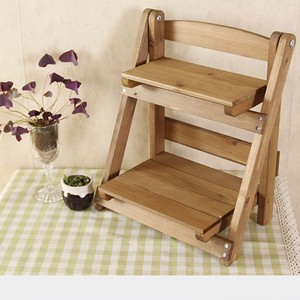 Two Layer Folding Solid Wood Flower Stand <b>Shelf</b> For Balcony Indoor Plant Display <b>Rack</b> Rectangle Standing Type - Product Image 3