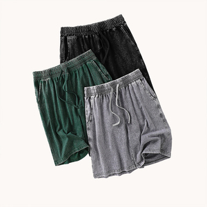 Pantalones Cortos de Hombre, Primavera-Verano 2026, Estilo Vintage Lavado, Color Sólido, Holgados, 100% Algodón, Versátiles, Deportivos e Informales - Product Image 3