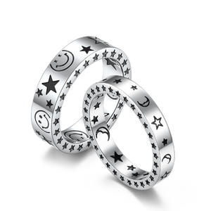 Star And Smiley Face Titanium Steel <b>Rings</b> 4mm 6mm Unisex Couple Jewelry Gift Fashion <b>Rings</b> - Product Image 1