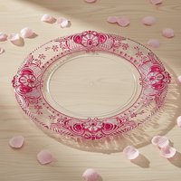 Assiette de présentation ronde élégante en plastique PP avec bordure dorée pour réceptions de mariage et décorations de table de fête