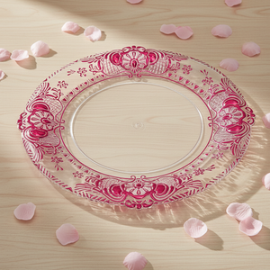 Assiette de présentation ronde en plastique élégante avec bordure dorée, assiette de <span class=keywords><strong>d</strong></span>îner en cristal pour réception de mariage et <span class=keywords><strong>d</strong></span>écoration de table de fête - Product Image 6