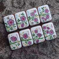 Jeu de Mahjong de Luxe Peint à la Main par un Artisan, en Acrylique, avec Dos Rayé Coloré, Écologique, Durable, Résistant à l'Eau, Tuiles Culturelles