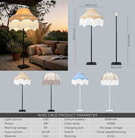 Lampe sur pied sans fil LED moderne nordique de 61 pouces, fonctionnant sur batterie rechargeable, abat-jour en tissu en forme de fleur, décoration d'intérieur, salon