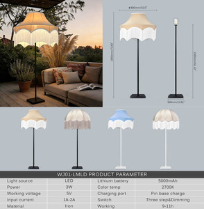 61 InchesNordic Modern LED Cordless <strong>Floor</strong> <strong>Lamp</strong> <strong>Battery</strong> <strong>Operated</strong> Rechargeable Fabric Flower Lampshade Home Decor Living Room - Product Image 6