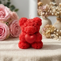Bougie parfumée réaliste en forme d'ours en peluche rose 3D de qualité supérieure, idéale pour un cadeau d'anniversaire ou une surprise