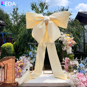 LEDA Outdoor Wedding Party Decor & Supplies Luxury <b>Large</b> White Smooth Trailing Ribbon <b>Bow</b> - Product Image 1
