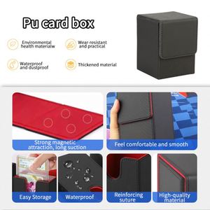 Boîte de rangement magnétique détachable en cuir PU pour cartes à collectionner et cartes de jeux de société, avec pochettes doubles pour plus de 100 cartes - Product Image 2