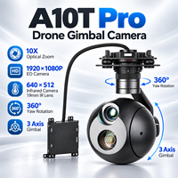 Kamera Gimbal UAV A10T Pro Sensor Ganda EO IR Pencitraan Termal Zoom Optik 10X 360 Derajat