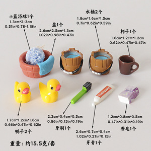 Miniature de scène de maison de poupée simulée, modèle de seau, ornement DIY, accessoires miniatures pour bain, brosses à dents, <span class=keywords><strong>dentifrice</strong></span> - Product Image 6