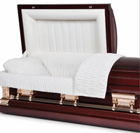 Cercueil métallique pour adultes de style américain, en acier 18Ga, finition beige, intérieur en velours
