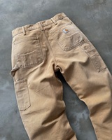 Jeans de charpentier en toile sergé de coton délavé en usine personnalisés pantalons de travail tactiques droits à double genou pour charpentier
