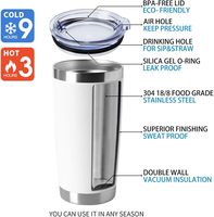 LIHONG Gobelets isothermes 20oz en acier inoxydable avec couvercle, double paroi sous vide, pour café, boissons chaudes et froides, thé, voyage et extérieur