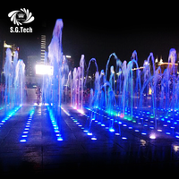 Grande fontaine de danse d'eau de fontaine de couronne de musique éclairée décorative magique extérieure avec fonction de musique sèche