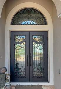 Prima Gothic Arch Puertas <span class=keywords><strong>de</strong></span> hierro forjado Insertos <span class=keywords><strong>de</strong></span> vidrieras Diseño <span class=keywords><strong>de</strong></span> lanza vertical Puerta <span class=keywords><strong>de</strong></span> hierro fundido - Product Image 6