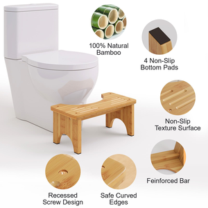 Factory Manufacturing Safe and Non-slip Foldable Bamboo Adjustable Modern Design Home Use Toilet <b>Stool</b> with Custom Logo - Product Image 3