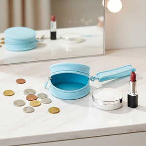 Petite trousse de maquillage en silicone de qualité alimentaire, écologique, durable, sac à main pour femmes, accessoires cosmétiques essentiels, organisateur portable, voyage - Product Image 3