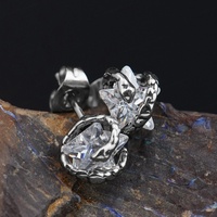 Pendientes de tuerca de cristal con estrella de cinco puntas elegantes, de acero inoxidable de alta calidad, modernos y lindos, con diseño de serpiente, a la moda
