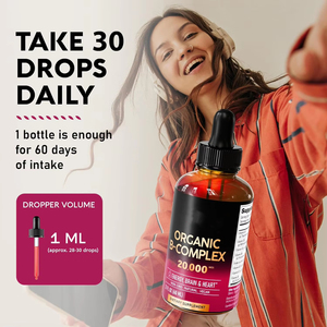 60 ml B-Complex <b>Vitamin</b> B <b>Liquid</b> Drops with <b>Vitamin</b> B5 20000 mcg Energy Brain Heart Support Vegan Natural Oral <b>Liquid</b> Supplement - Product Image 4
