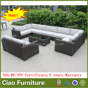 Projet de tissage à la main grand canapé ensemble hôtel <span class=keywords><strong>canne</strong></span> meubles U forme canapé de jardin extérieur - Product Image 6