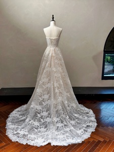 MQW02313 Vestido de Novia de Encaje <span class=keywords><strong>Chantilly</strong></span> <span class=keywords><strong>con</strong></span> Cuello Cuadrado, Cintura Estilo Vichy, Sin Mangas y Tirantes - Product Image 2