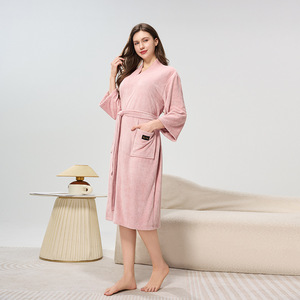Accappatoio Lungo Morbido, <span class=keywords><strong>Taglie</strong></span> <span class=keywords><strong>Forti</strong></span>, Vestaglia <span class=keywords><strong>in</strong></span> <span class=keywords><strong>Pile</strong></span> Jacquard, Accappatoio Lungo da Uomo e Donna, Accappatoio Spesso, <span class=keywords><strong>Pigiama</strong></span> - Product Image 6