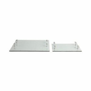 Vassoi moderni rettangolari in vetro per letto o tavolino da caffè, centrotavola decorativi, vassoi decorativi scintillanti per la casa - Product Image 1