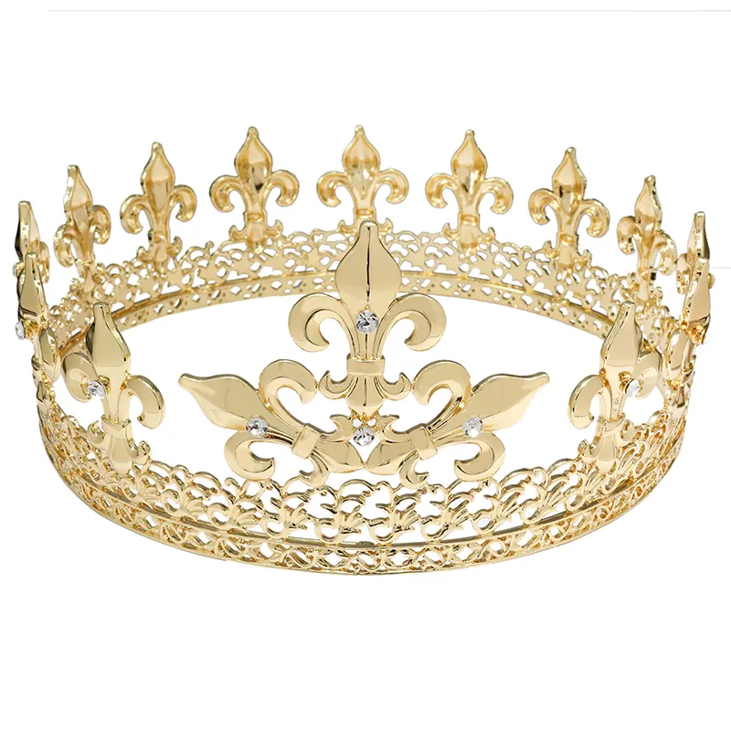 أعلى جودة الملكي الملك تيارا و ولي كامل معدن الفضة والذهب مطلي الرجال الصبي تاج