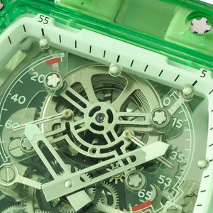 Montre mécanique automatique à tourbillon transparente verte pour homme, montre de sport squelette en cristal - Product Image 3