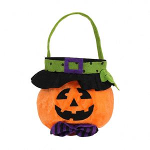 Sac de Halloween en velours motif citrouille de dessin animé pour enfants, panier à bonbons personnalisé avec logo pour la décoration de festival, idéal pour la collecte de friandises - Product Image 1