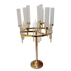 Silver Plated Tall Crystal Globe Center Candelabra for Wedding and Church Decor Other Holders Lanterns & Candle Jars