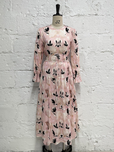 Abito da donna rosa Blush con stampa floreale a maniche lunghe e vita stretta <span class=keywords><strong>abbigliamento</strong></span> stile Casual <span class=keywords><strong>Boho</strong></span> <span class=keywords><strong>Chic</strong></span> per la primavera autunno inverno - Product Image 2