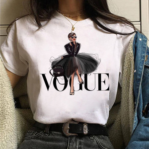 <span class=keywords><strong>Camisetas</strong></span> personalizadas para mujer, ropa de Boutique de manga corta con cuello redondo, estampado de letras blancas de poliéster, 3XL, 2021 - Product Image 3
