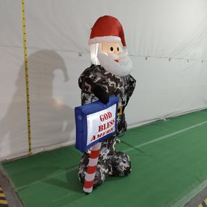6ft Blow up Santa con Banner Iluminado Navidad Inflable Decoración Camuflaje Santa Claus Iluminado Militar Santa Claus para Césped - Product Image 4
