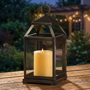 Decoraciones Navideñas Accent Plus, Farol Decorativo para Interiores, Portavelas para Exteriores, Diseño Moderno, Metal Rectangular, Ecológico - Product Image 1