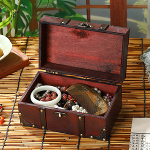 Vintage Wooden Storage <b>Box</b> With Combination Lock For Jewelry And <b>Documents</b> Desktop Organizer Decorative <b>Box</b> - Product Image 4