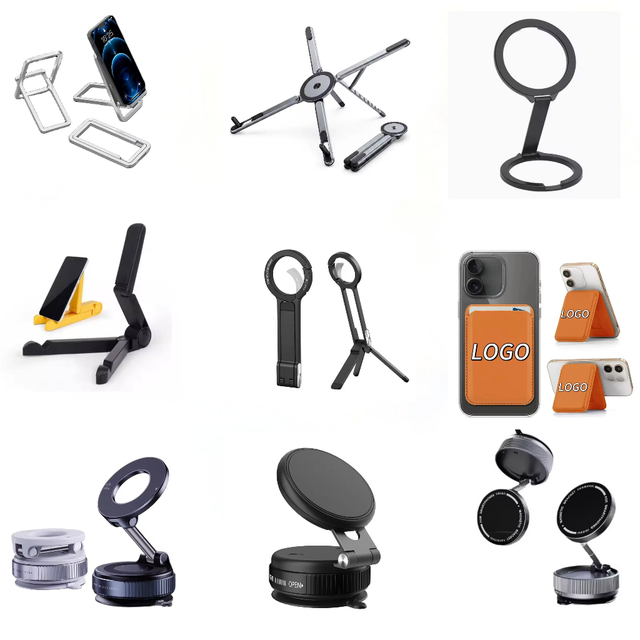 Portable Aluminum Folding Magnetic Car Phone Holder Adjustable Tripod Laptop Stand Multi-functional Strong Magnets 360 Rotating