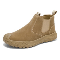 Bottes hautes kaki pour hommes, à lacets, bout rond, embout renforcé, semelle épaisse antidérapante, robustes, décontractées, pour l'extérieur