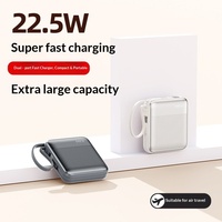 Mini batterie externe double port au lithium polymère 10 000/20 000 mAh 22,5 W à charge rapide avec cordon portable pour extérieur