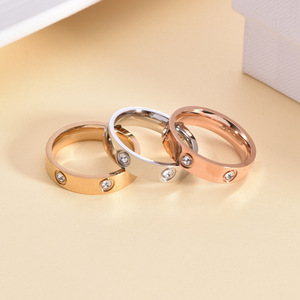 Anello 2024 amore amicizia oro argento placcato rosa zirconi cubici in acciaio inox anello <span class=keywords><strong>promessa</strong></span> gioielli da donna fede nuziale - Product Image 2