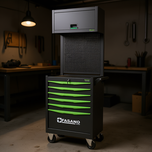 Armoire à outils roulante FASANO Tools, 6 tiroirs avec rangement à panneaux perforés pour usage en atelier - Product Image 3