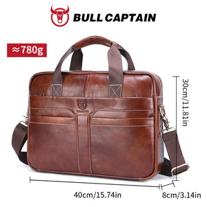 BULLCAPTAIN Sac à main pour homme en cuir véritable souple, sacoche d'affaires écologique, style tendance, sacoche en cuir de vache, sac à main pour homme - Product Image 5