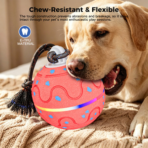 Jouet intelligent pour chien à déplacement automatique - Balle anti-mastication en ETPU activée par le mouvement avec lumières RGB et sons d'oiseaux, corde extra résistante (Adorable) - Product Image 2