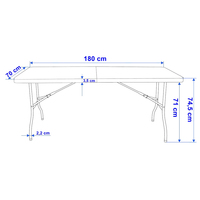 180cm 6ft Rectangulaire Heavy Duty Table En Plein Air Pas Cher Camping Restauration Table À Tréteaux