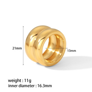 European American Style <b>Titanium</b> Steel 18K Gold Plated Geometric <b>Ring</b> Unisex Jewelry Gift - Product Image 5