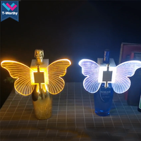 Bâton stroboscopique LED rechargeable ailes de papillon rougeoyantes pour Champagne Burst Light Flash Stick pour Graduation Wine Cap Thanksgiving