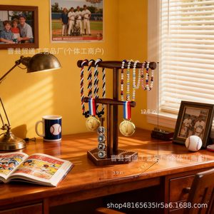 Wooden Jewelry Display Rack Double Layer Tree Material Home Storage <b>Necklace</b> <b>Ring</b> Bracelet Organizer - Product Image 5