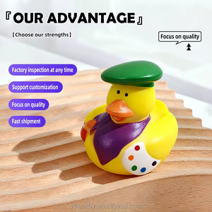 Canard en caoutchouc à thème artiste peintre, <span class=keywords><strong>jouet</strong></span> de bain flottant qui couine, en gros, pour la décoration d'atelier d'art et des idées cadeaux créatifs - Product Image 3