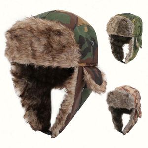 Chapeau d'hiver russe en fausse fourrure douce avec cache-oreilles, style bombardier, pour ski, chasse, fête, sport et pêche - Product Image 1