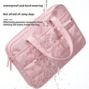 Borsa per laptop in stile coreano, borsa per notebook <span class=keywords><strong>a</strong></span> <span class=keywords><strong>quadretti</strong></span> di grande capacità, borsa per notebook da 14 e 16 pollici, impermeabile e antiurto. - Product Image 3